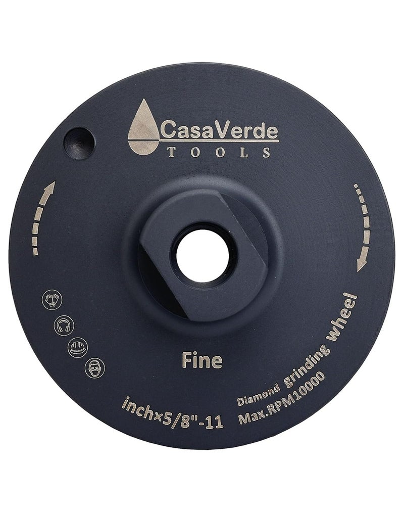 CasaVerde TOOLS 4" Flat Resin Diamond Cup Wheels，Diamond Cup Wheels with 5/8“-11 Thread for Granite，Marble and Engineered Stone - Image 2